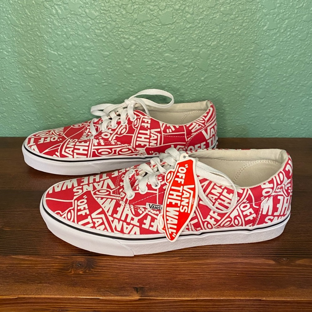 VANS Men's Doheny Off The Wall Print Red/White Size 8 Sneaker - Picture 3 of 6